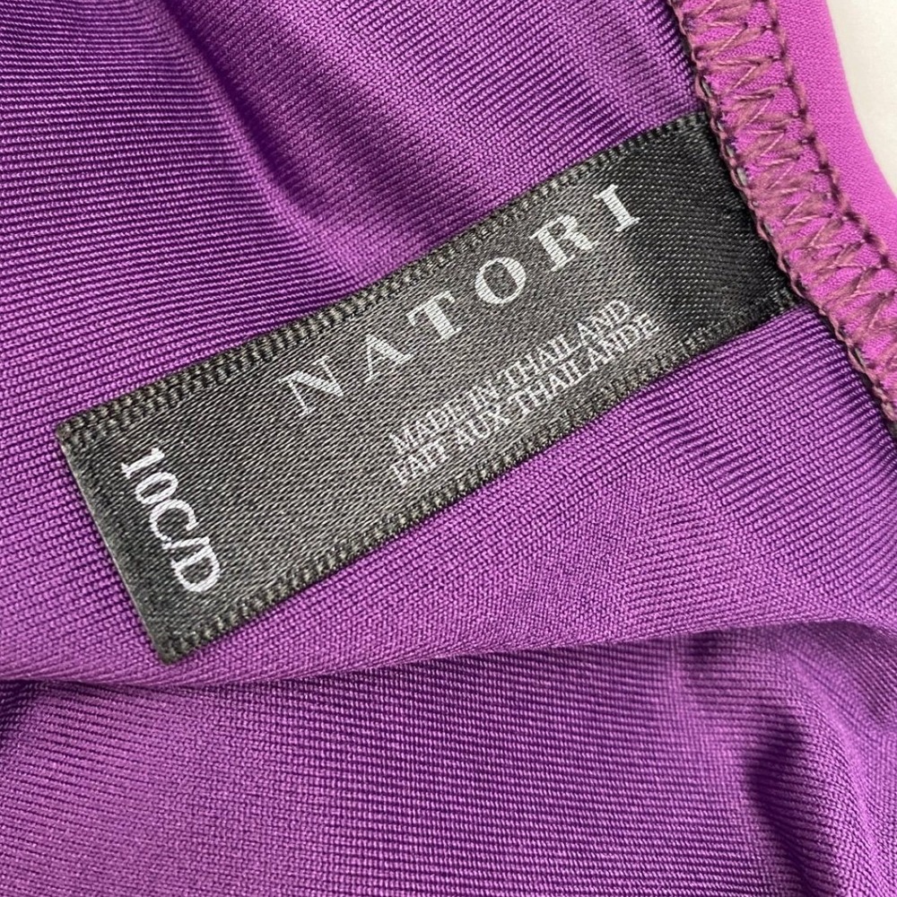 Natori, Purple Plunge Underwire One Piece Swimsuit Tie Back Size 10 C/D - Picture 7 of 11